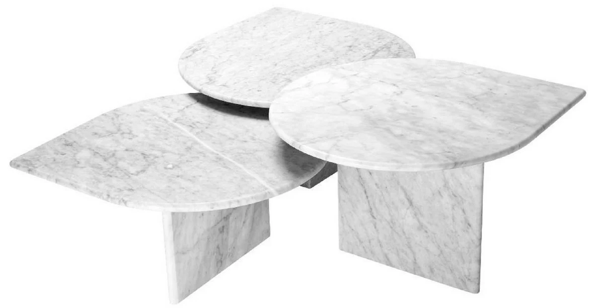 Luxury coffee table set white - 3 living room tables made of high-quality Carrara marble - luxury furniture