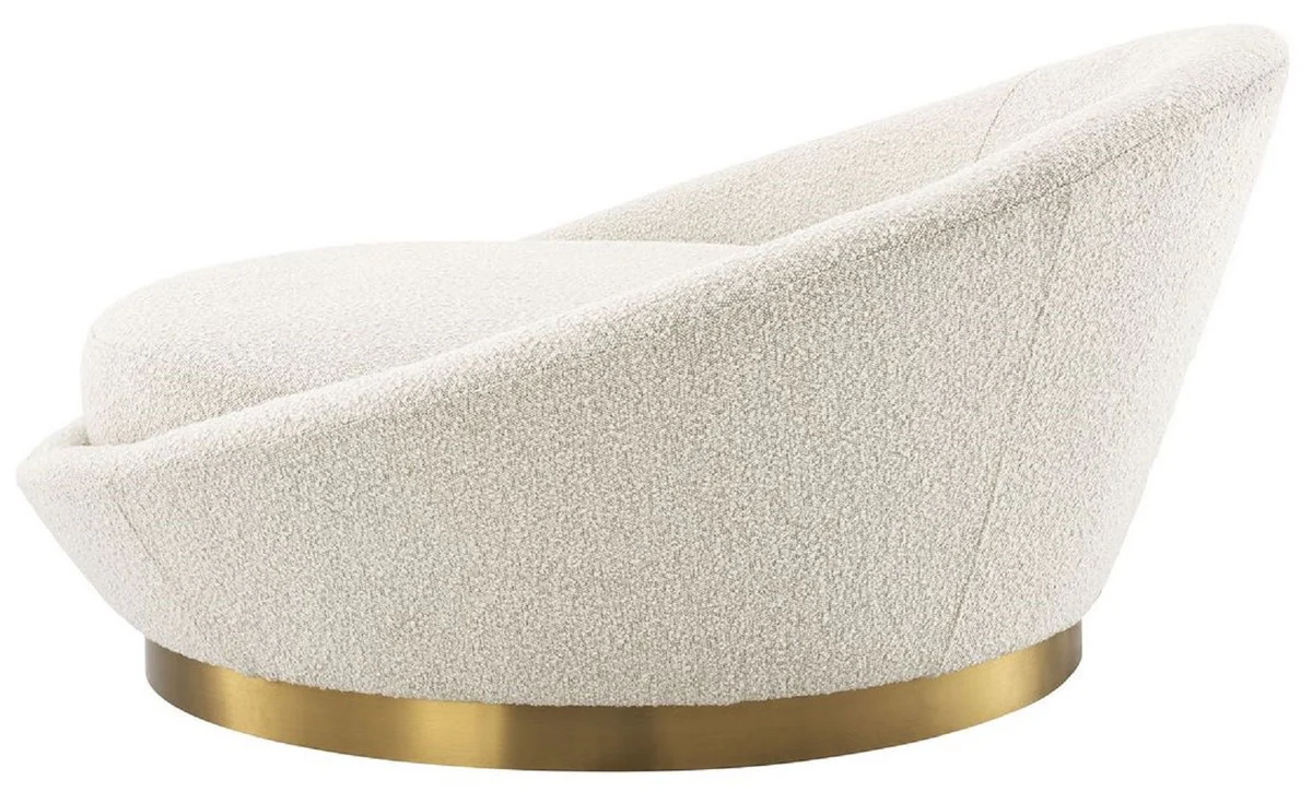 Luxury sofa cream color / brass Ø 147 x H. 74 cm - Round living room sofa - Round sofa - Living room furniture