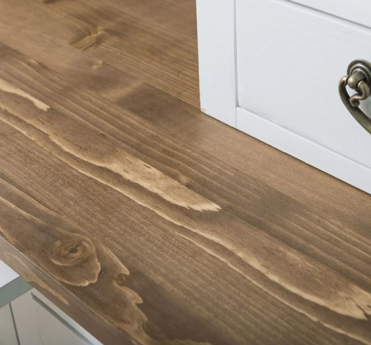 Country house style kitchen cabinet white / brown 137 x 50 x H. 197 cm - 2-part kitchen cabinet with 5 doors and 7 drawers - country house style kitchen furniture