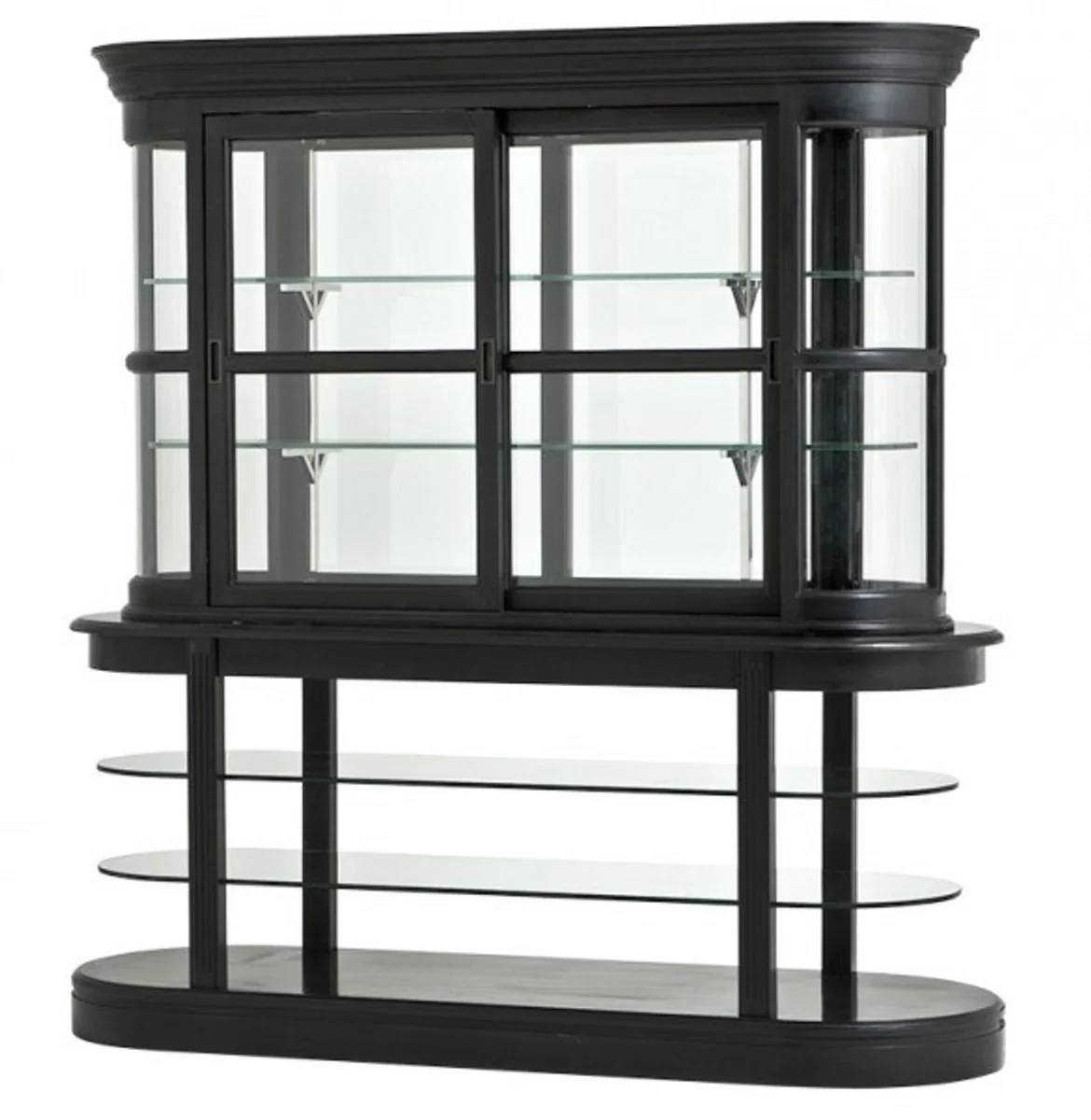 Luxury glass display cabinet black solid wood Birmingham living room cabinet baroque art nouveau rococo display cabinet shop furnishings