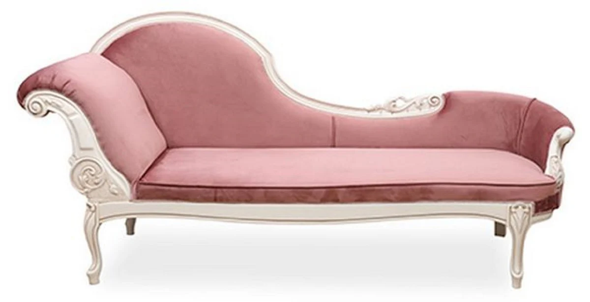 Luxury Baroque Chaise Longue Pink / Cream - Magnificent Solid Wood Recamiere - Luxury Living Room Furniture in Baroque Style - Baroque Furniture - Noble & Magnificent