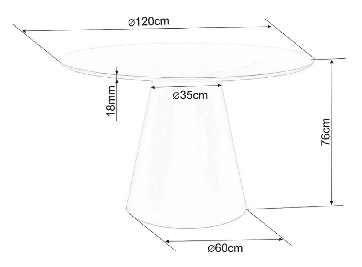 Luxury dining table brown / matt black Ø 120 x H. 75 cm - Round dining room table - Dining room furniture - Kitchen furniture