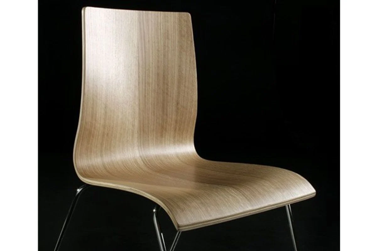 Designer chair natural colors / silver - Modern dining chair with natural wood look - Designer furniture
