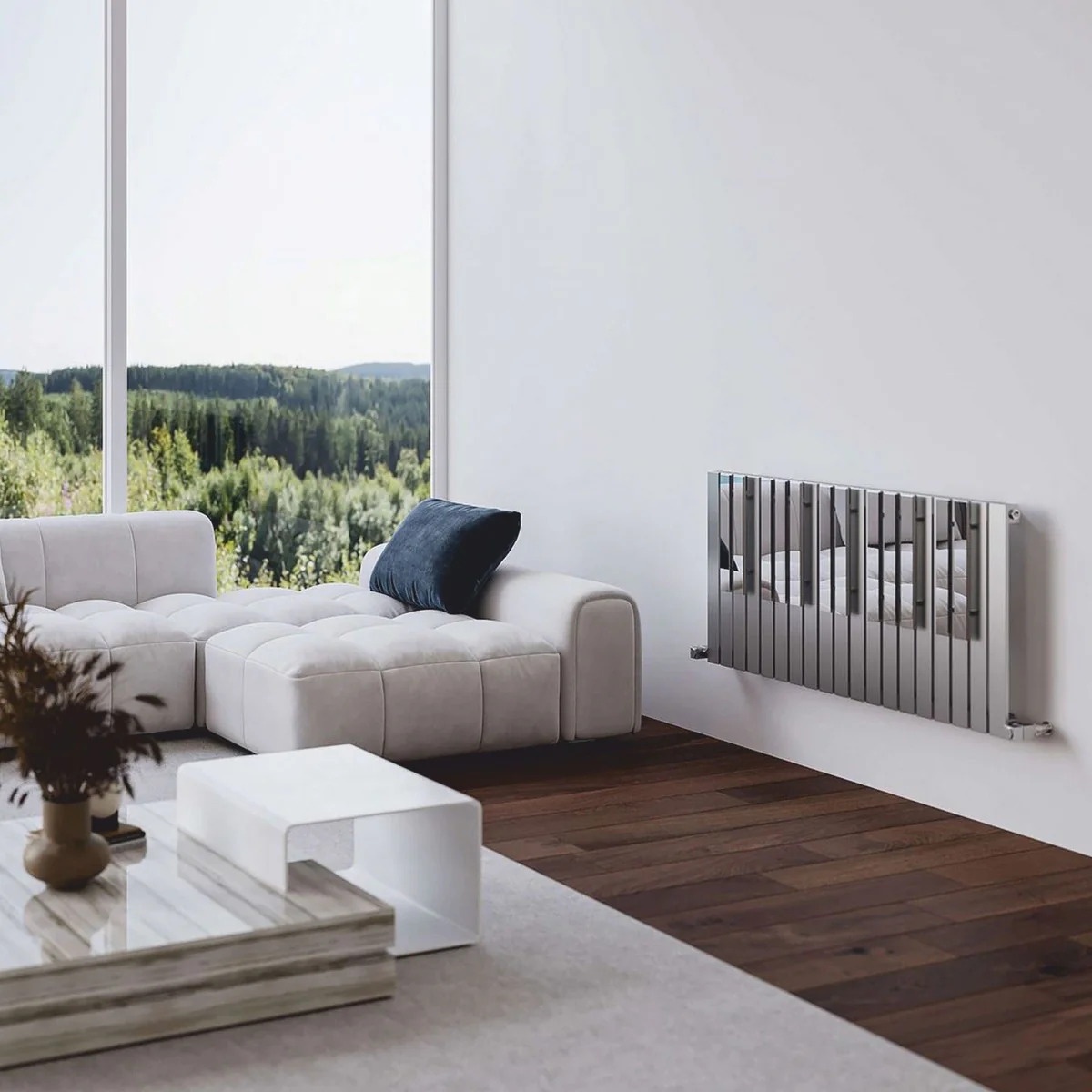 Luxury stainless steel wall heater in piano key shape gray / silver 113 cm