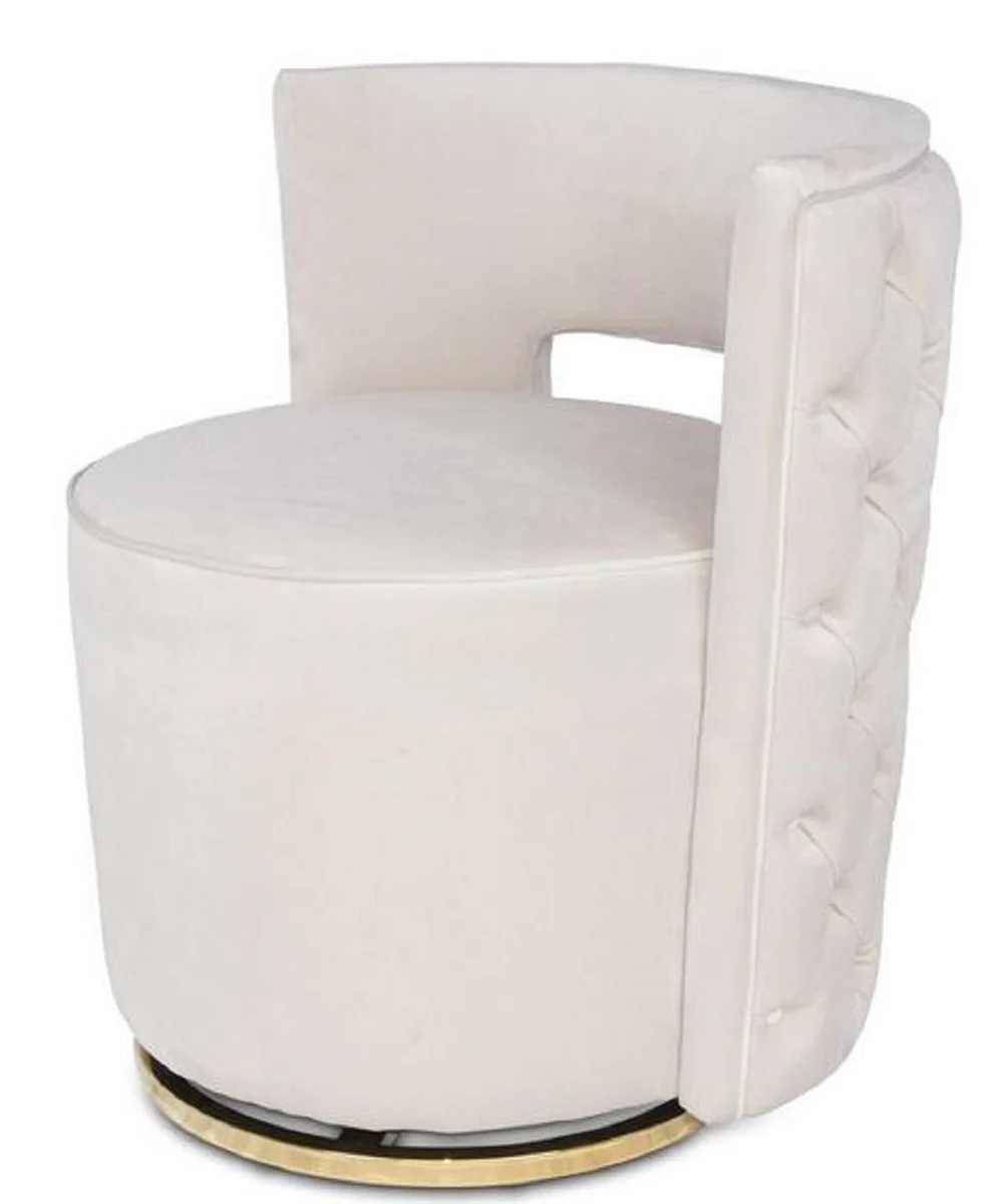 Luxury Chesterfield swivel armchair light gray 65 x 58 x H. 69 cm - Velvet armchair - Luxury furniture