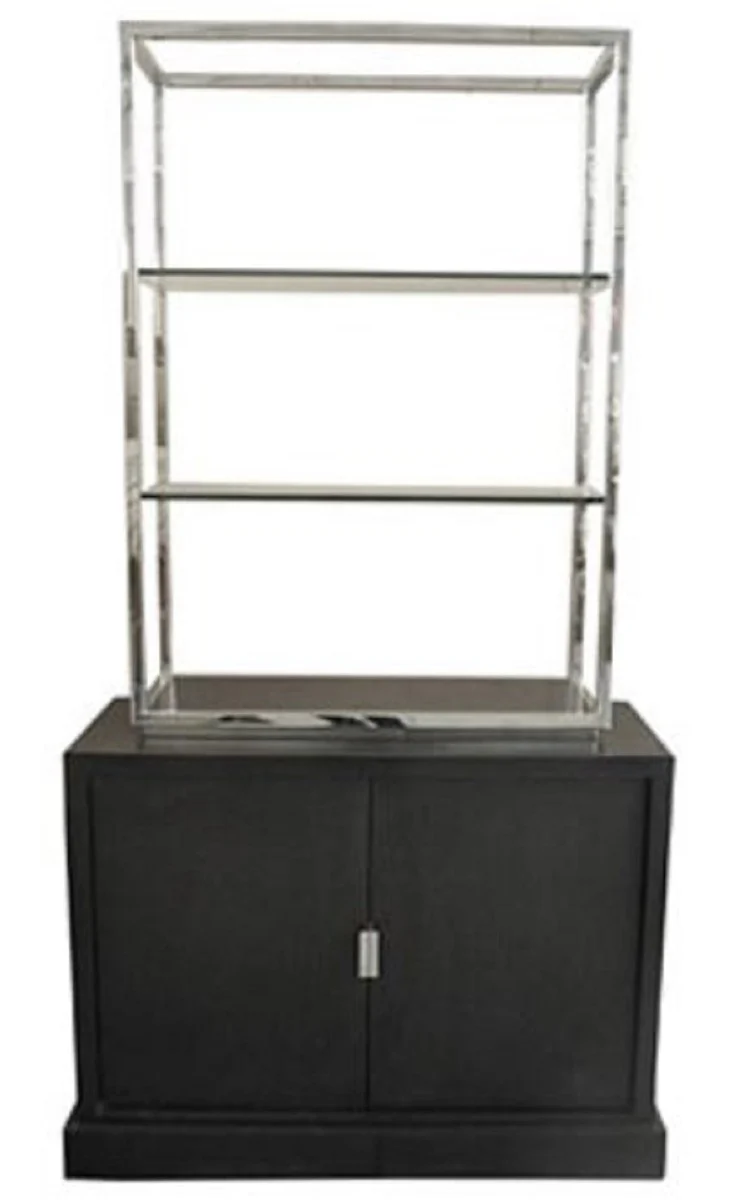 Luxury living room cabinet black / silver 109 x 42 x H. 201 cm - Luxury living room furniture