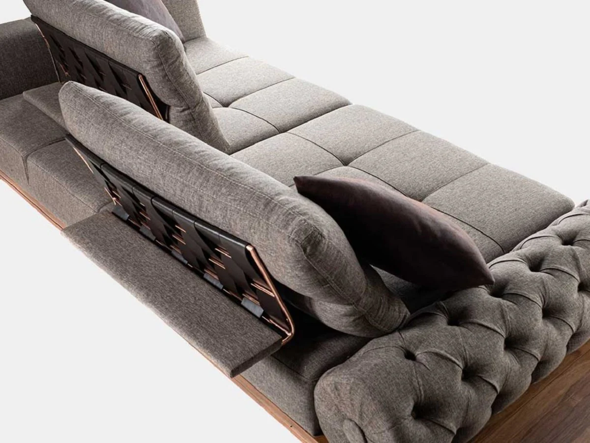 Luxury sofa gray / brown / copper 270 x 100 x H. 65 cm - Living room sofa with adjustable backrests - Living room furniture - Hotel furniture - Luxury furniture