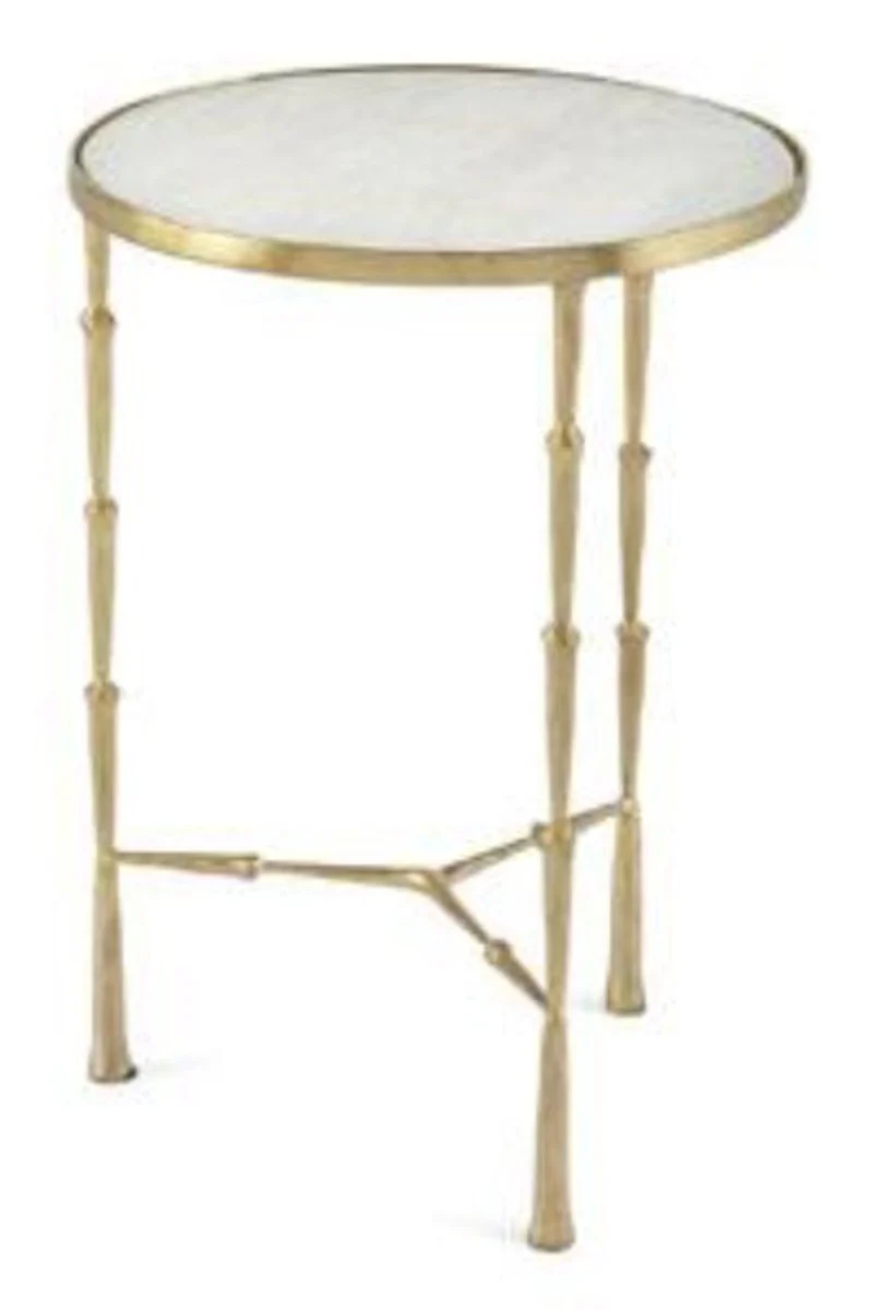 Luxury side table brass bamboo gold finish / white marble 46 x 46 x H 66 cm - Hotel Collection
