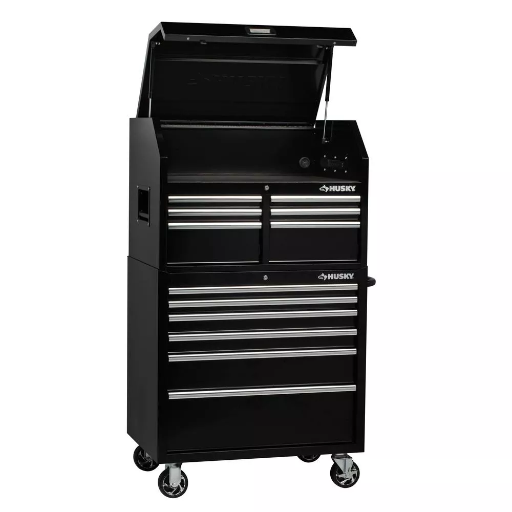 36 IN. W 12-DRAWER, DEEP-COMBINATION TOOL CHEST UND CABINET SET IN GLOSS BLACK