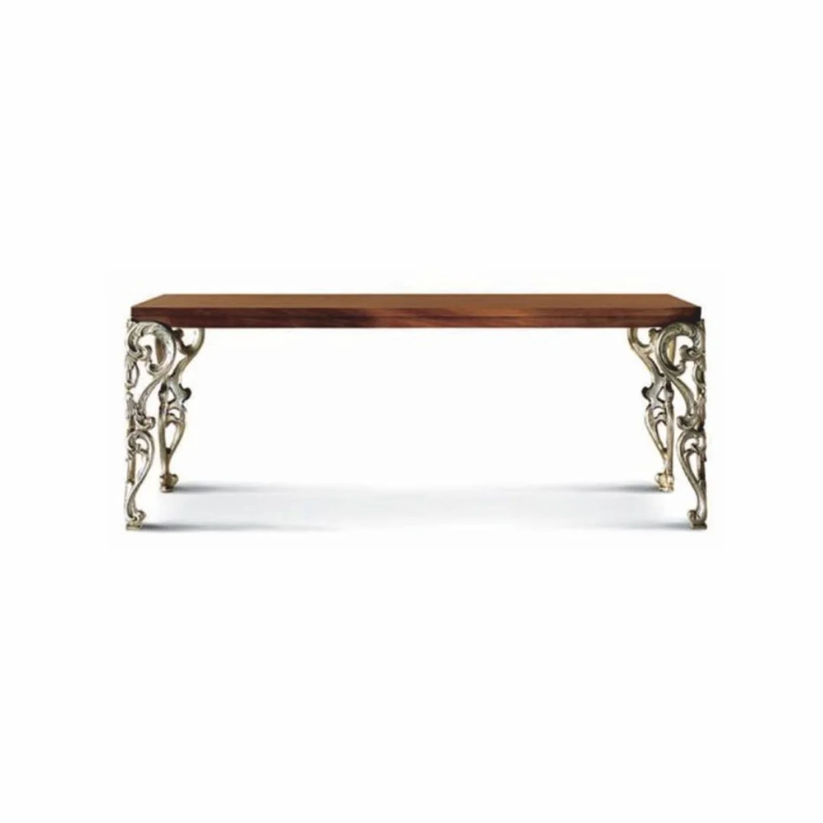 Luxury baroque dining table brown / silver 203 cm - Made in Italy