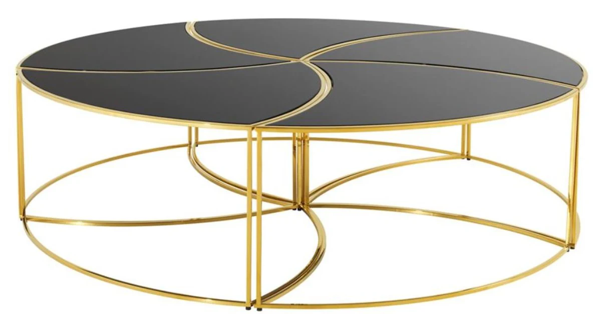Luxury coffee table gold / black Ø 150 x H. 40 cm - designer living room furniture