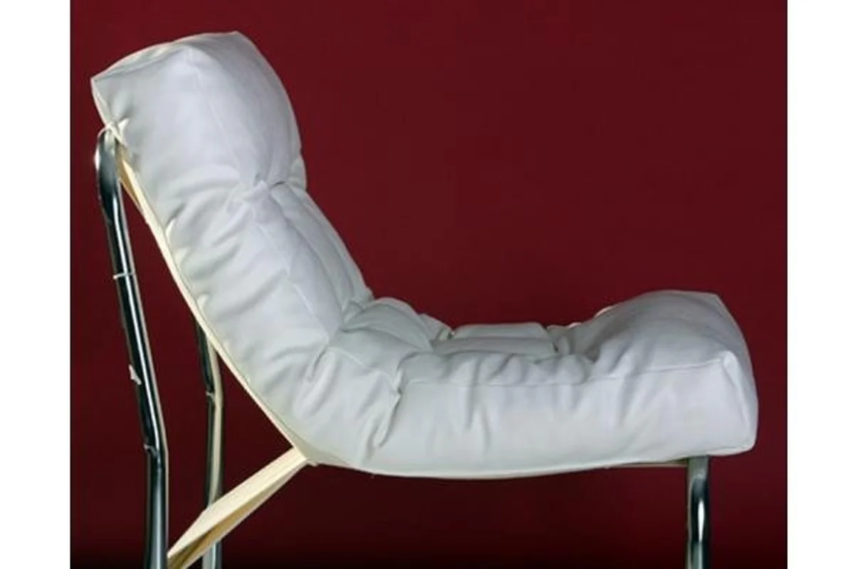 Designer Salon Chair White Leather Look - Modern Living Room Chair