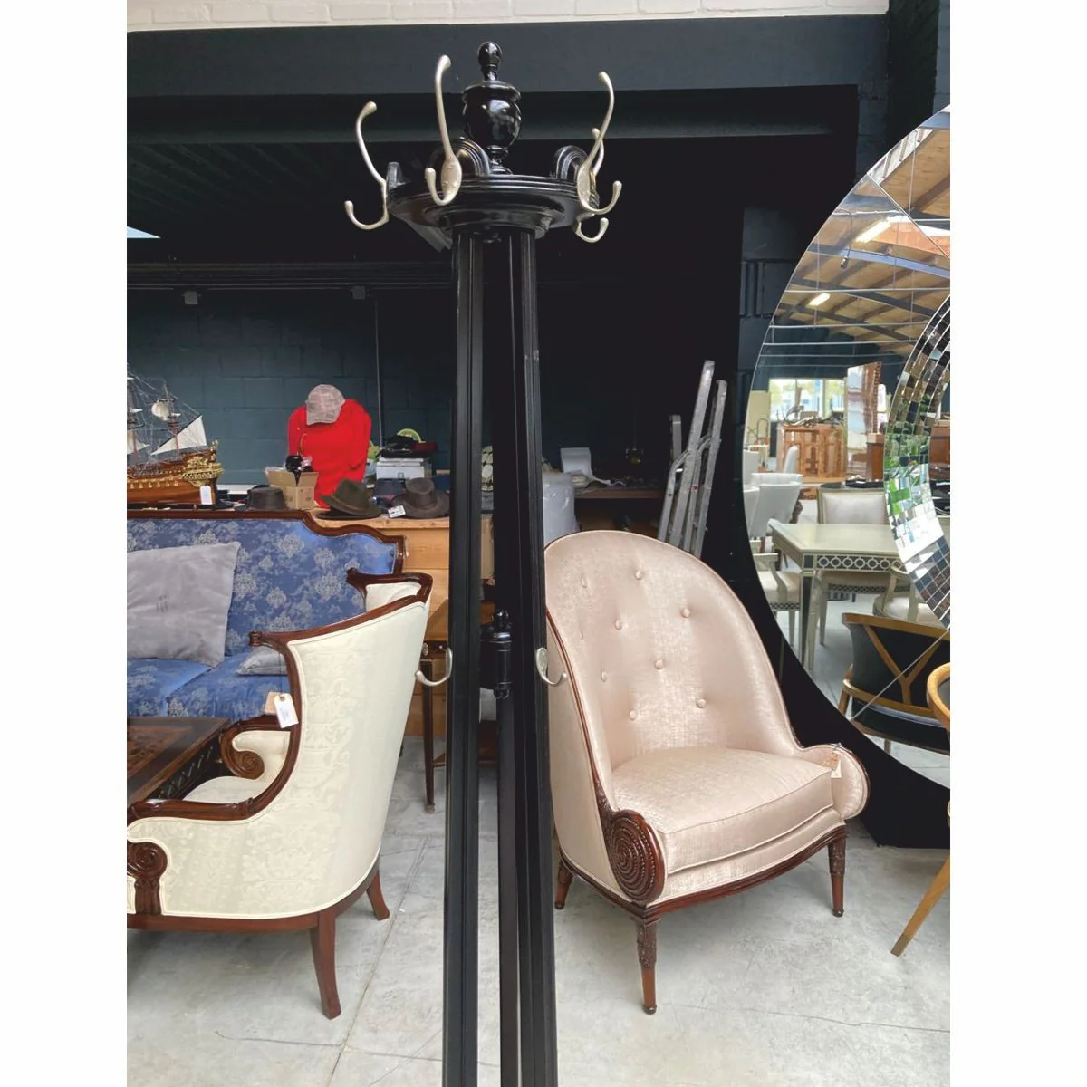 Luxury baroque coat stand black / silver H. 203 cm - wardrobe furniture