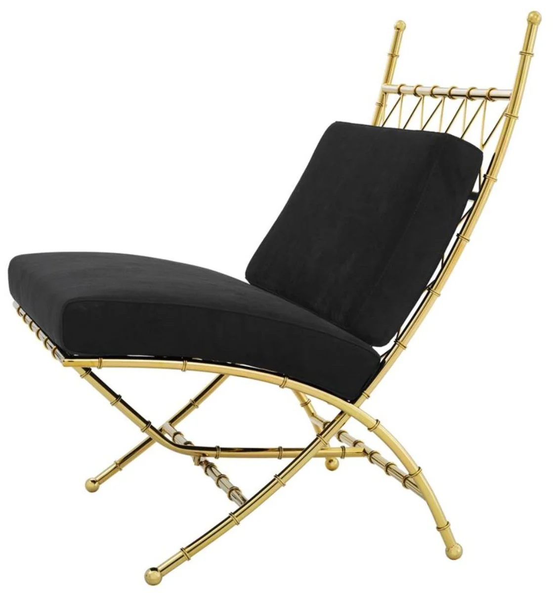 Luxury folding chair gold / black 75 x 81.5 x H. 92 cm - luxury furniture