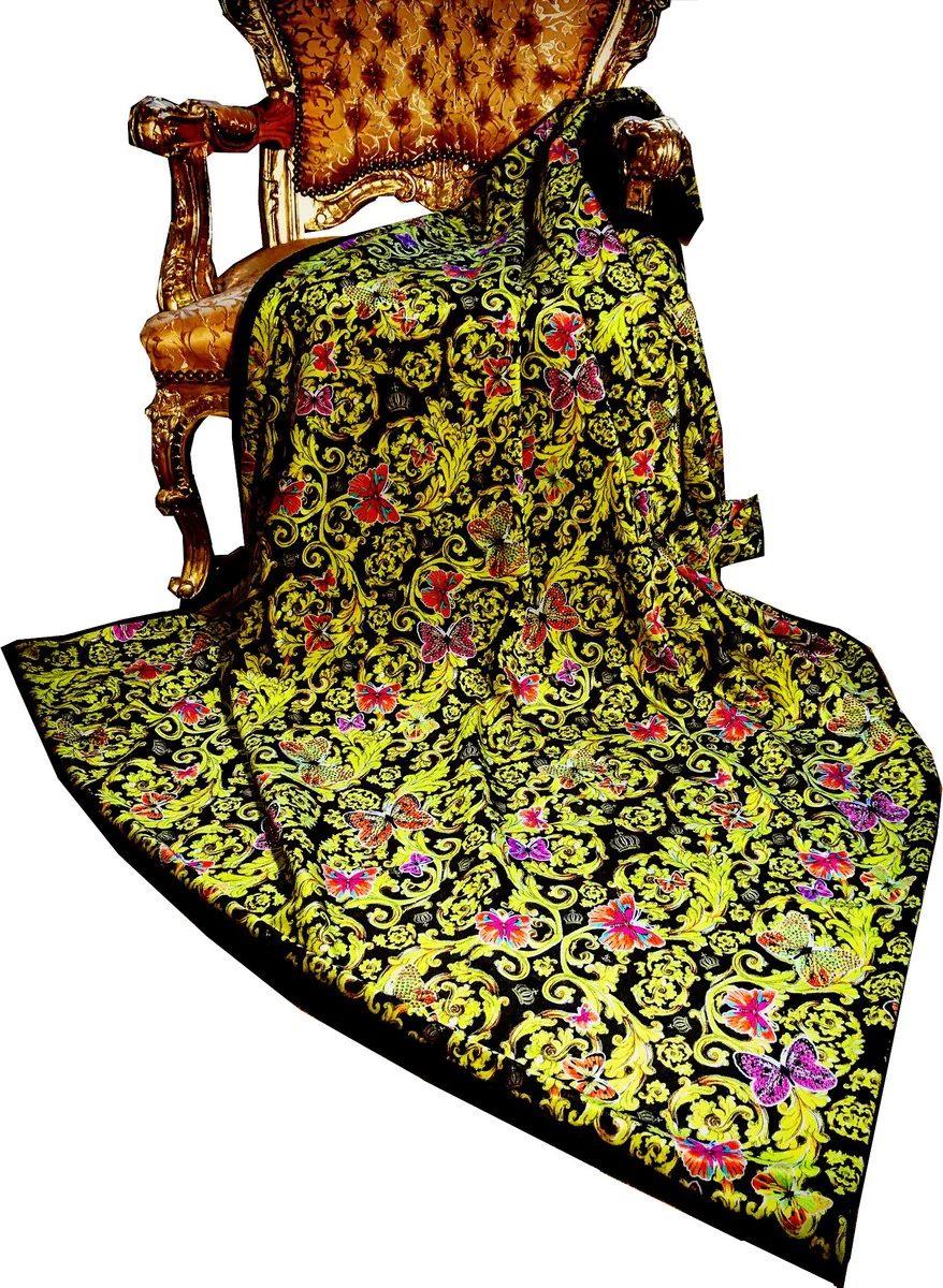 Luxury blanket Pompöös by Baroque Butterflies & Flowers by Harald Glööckler with glitter stones