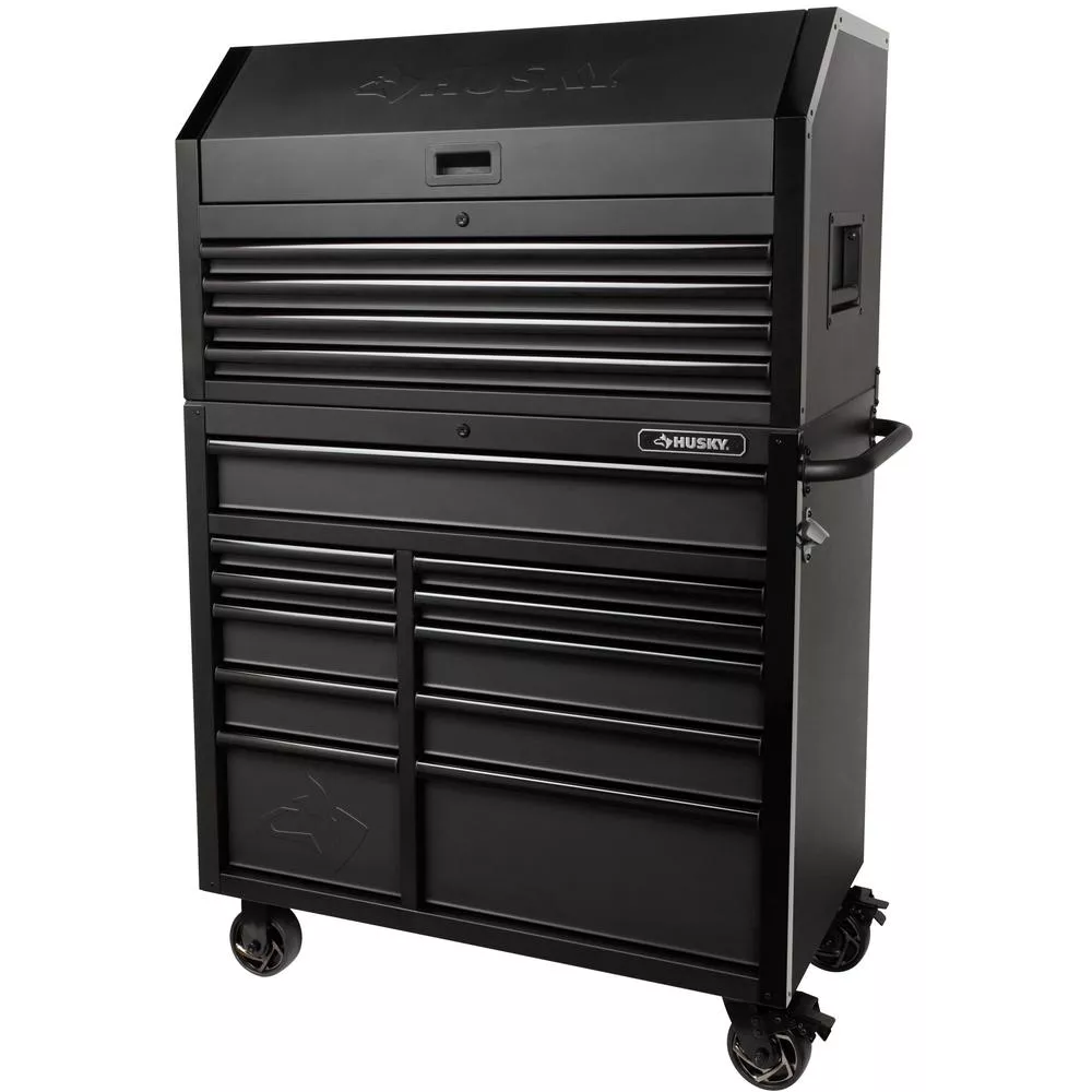 SCHLUSSANTRÄGE 41 IN. W X 21.5 IN. D 15-DRAWER MATTE BLACK TOOL CHEST UND CABINET COMBO