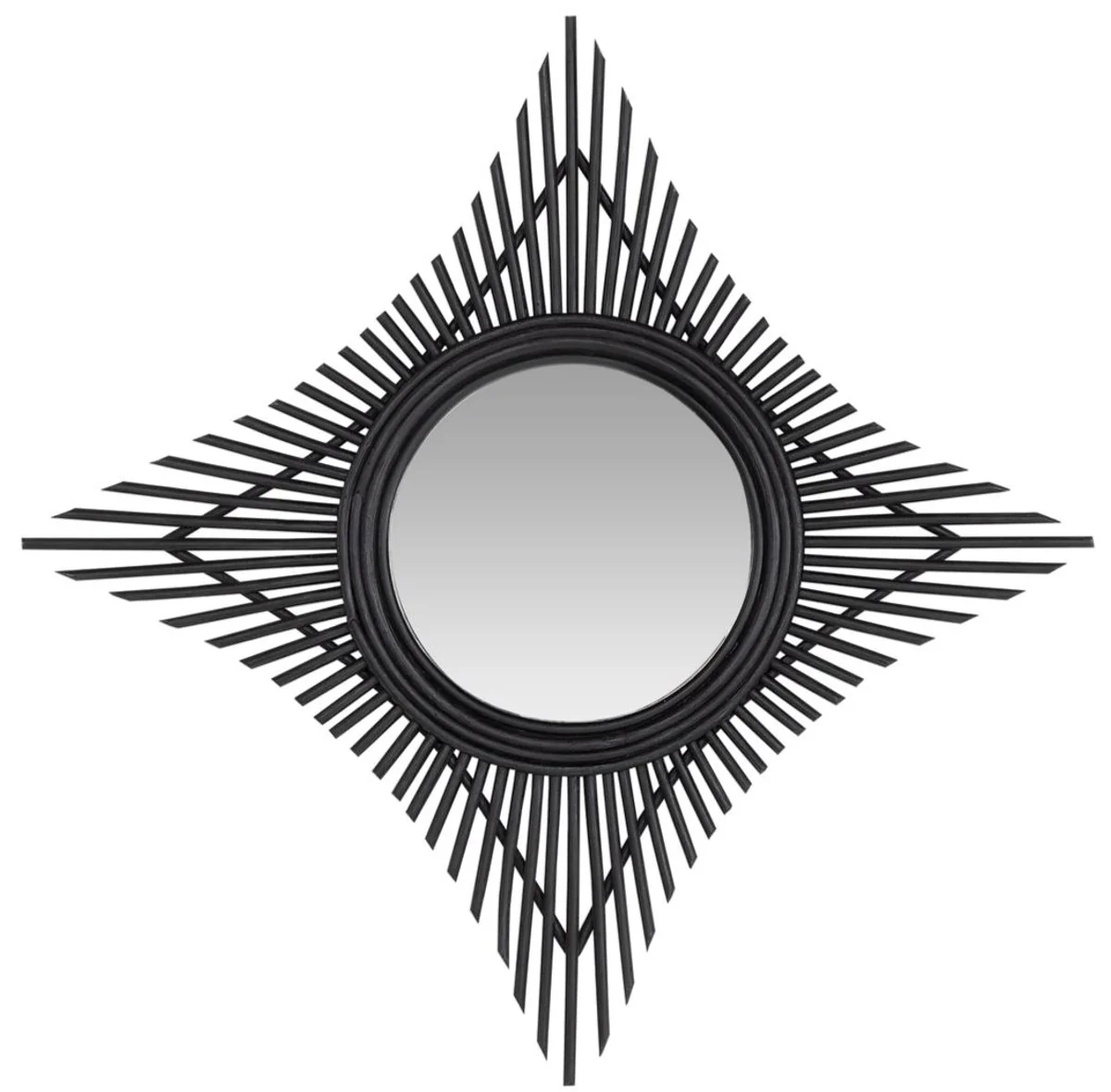 Designer rattan mirror black 70 x 3.5 x H. 70 cm - decorative accessories