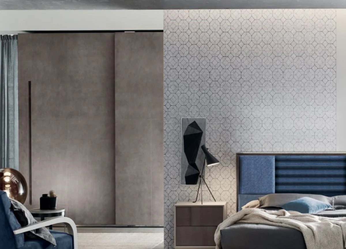 Luxury bedroom wardrobe gray 295 x 68 x H. 250 cm - solid wood wardrobe with 2 sliding doors - bedroom furniture - luxury quality