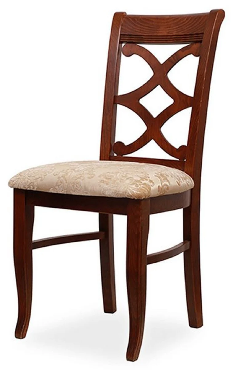 Biedermeier dining room chair beige / dark brown 49 x 56 x H. 92 cm - Solid wood kitchen chair - Solid wood dining room furniture - Biedermeier dining room furniture