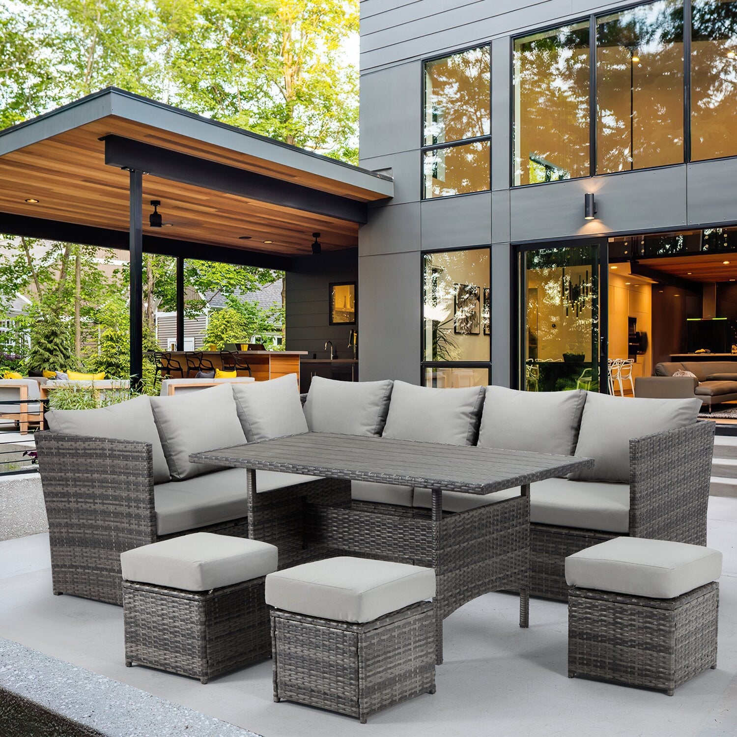 Wicker/Rattan 9 - Person Sitzgruppe mit Kissen