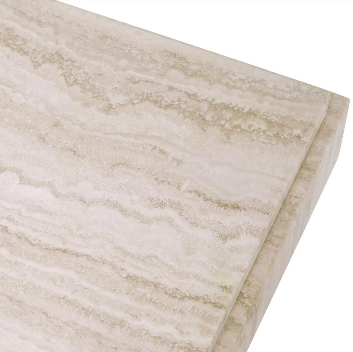Luxury travertine side table beige 65 x 50.5 x H. 40.5 cm - natural stone side table - living room furniture - hotel furniture - travertine furniture - luxury furniture - luxury furnishings