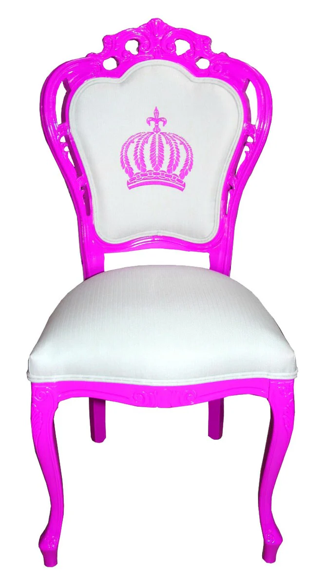 Pompöös by Luxury Baroque Dining Room Chair Magenta / White - Pompöös Baroque Chair designed by Harald Glööckler