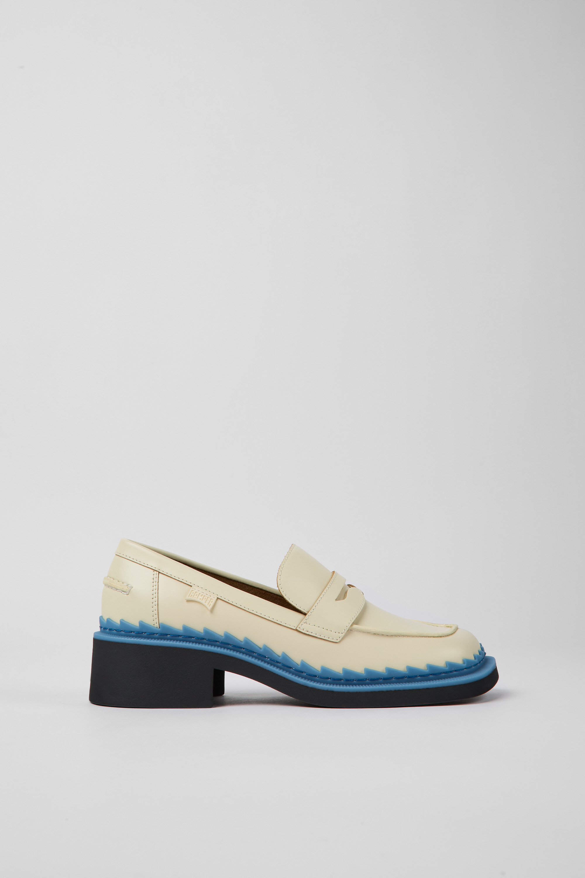 Taylor - Weiße und blaue Leder-Loafer für Frauen