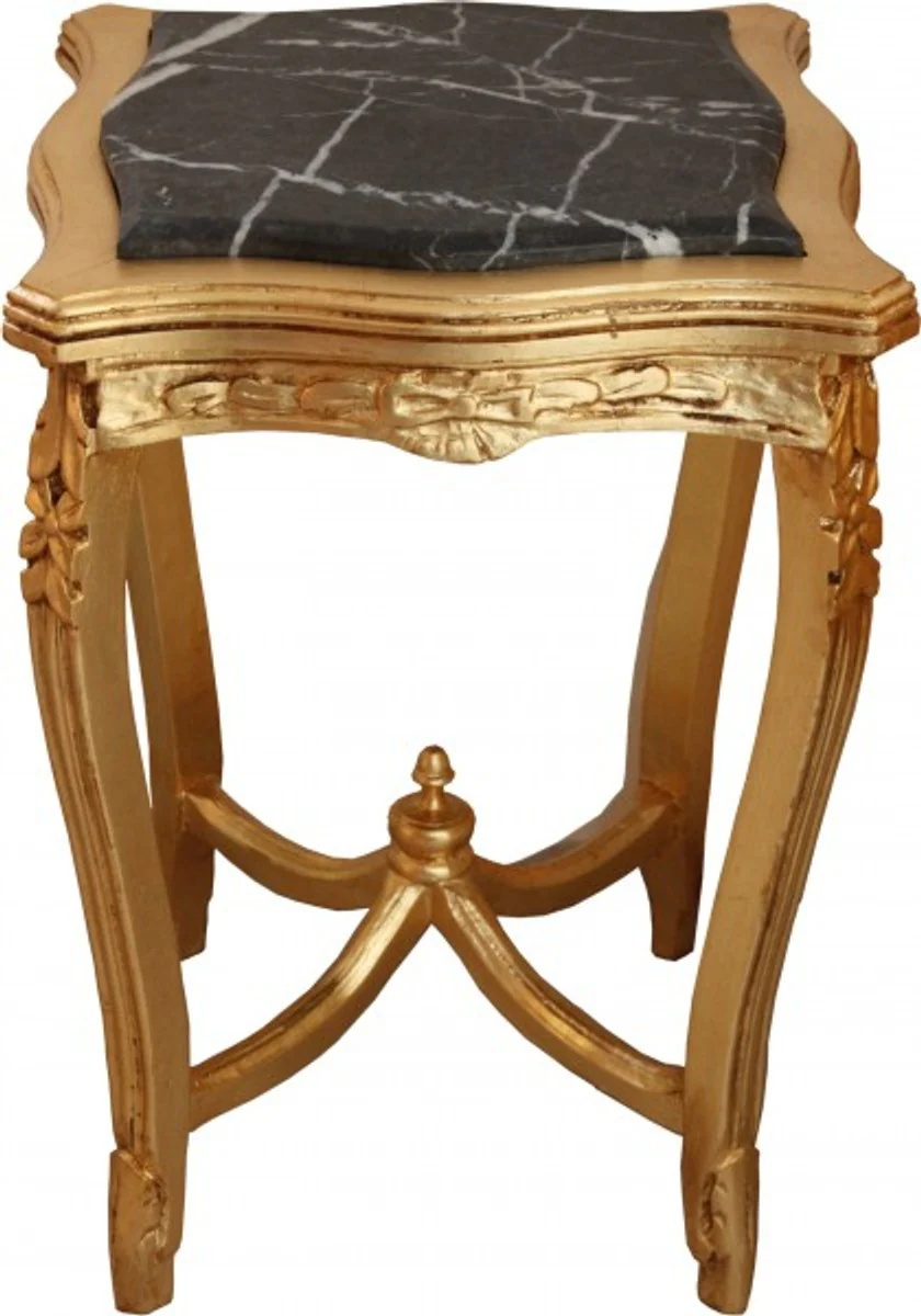 Baroque side table with marble top square gold Mod W20 60 x 42 cm - antique style