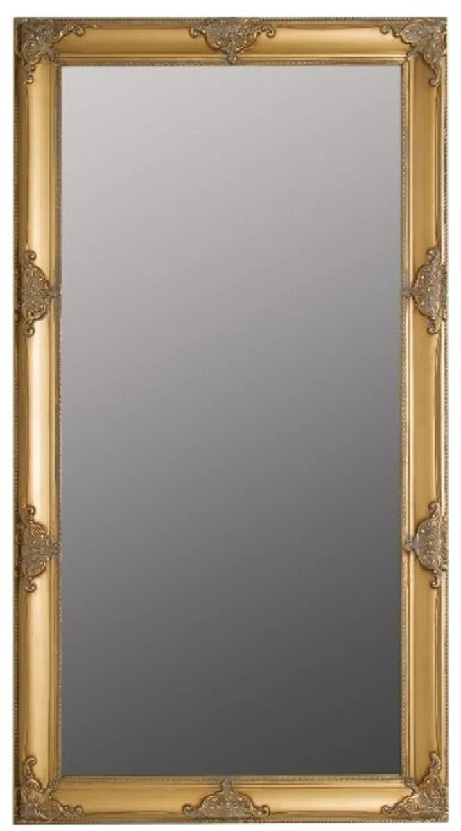 Baroque wall mirror gold 72 x H. 132 cm - Handcrafted baroque mirror with wooden frame and beautiful decorations