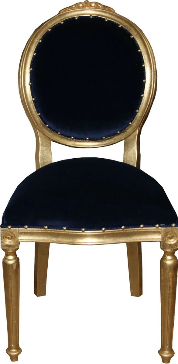 Luxury baroque dining room set medallion royal blue / gold 50 x 52 x H. 99 cm - 6 handmade dining chairs - baroque furniture
