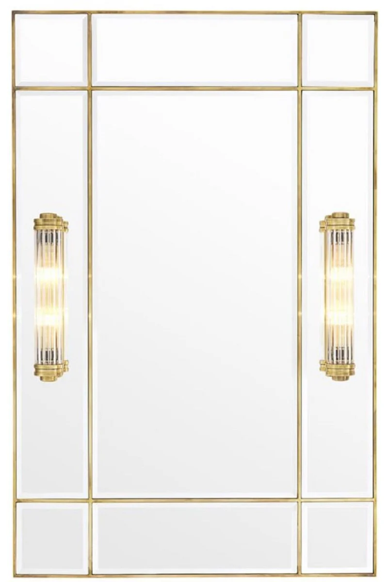 Luxury wall mirror with light vintage brass colored 90 x 13 x H. 140 cm - luxury quality