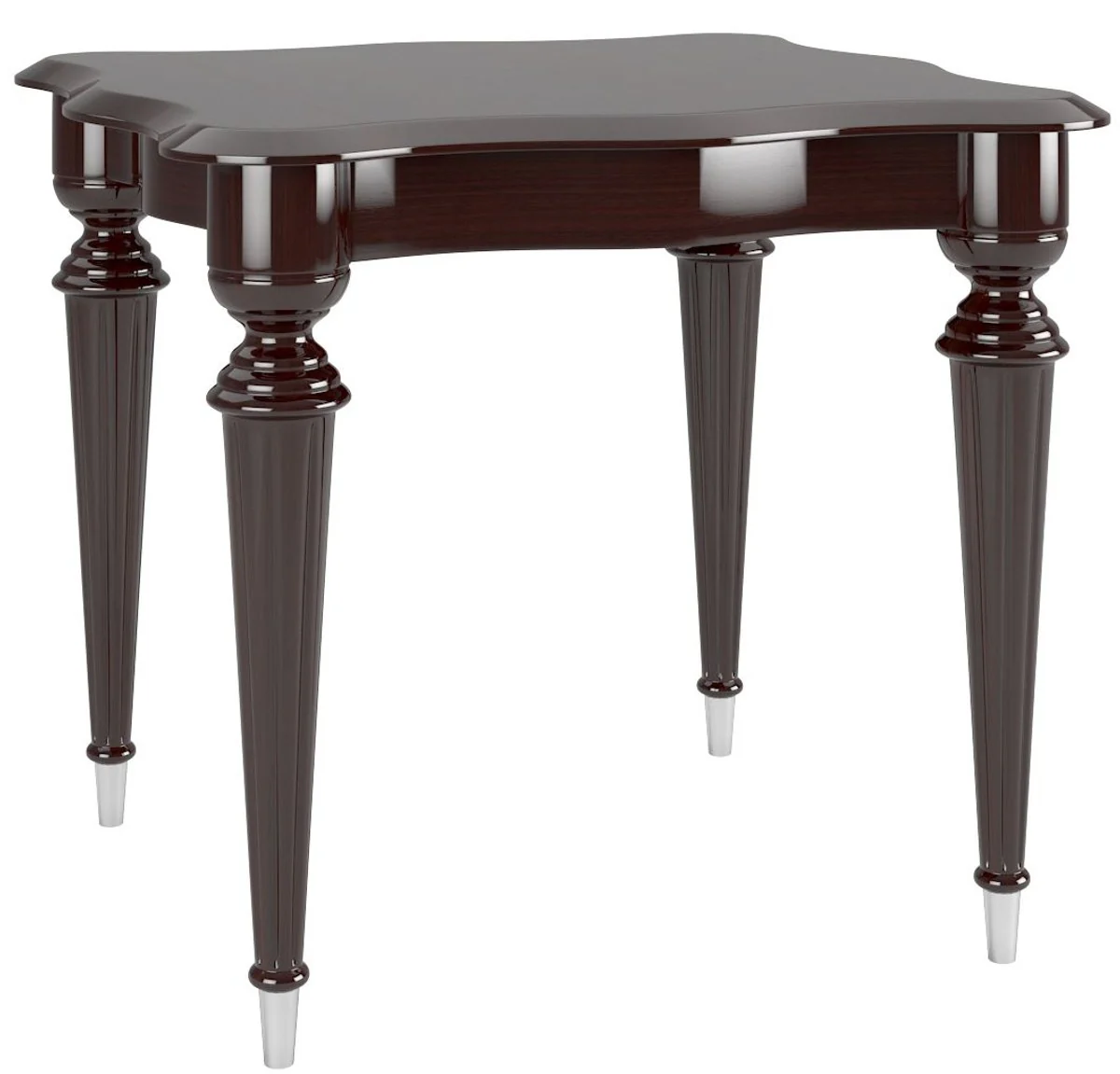 Luxury baroque side table dark brown high gloss / silver 60 x 60 x H. 45 cm - noble table in baroque style - baroque living room furniture