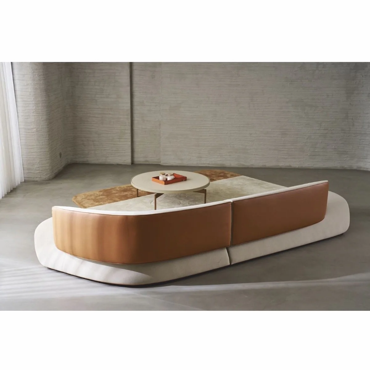 Luxus Ecksofa Hellgrau / Braun 402 cm - Wohnzimmer & Hotel Möbel