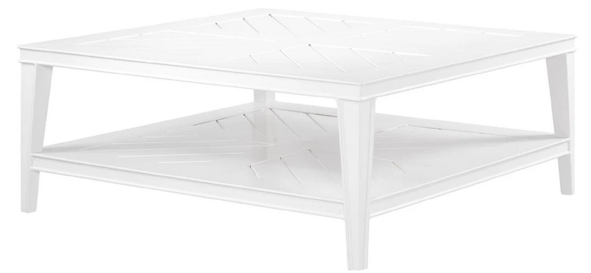 Luxury coffee table white 100 x 100 x H. 42 cm - square living room table made of high-quality, durable aluminum - garden table