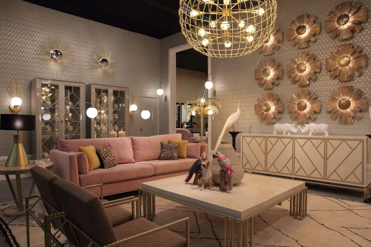 Luxury display cabinet gray 110 x 42 x H. 220 cm - Elegant solid wood display cabinet with 2 glass doors - Luxury living room furniture