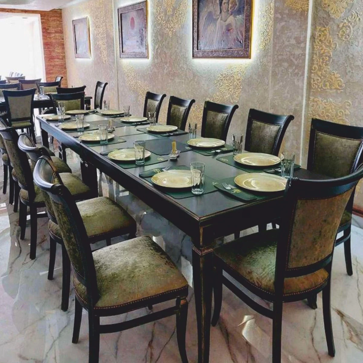 Luxury Baroque Dining Room Set Black / Gold - Baroque Dining Room Furniture