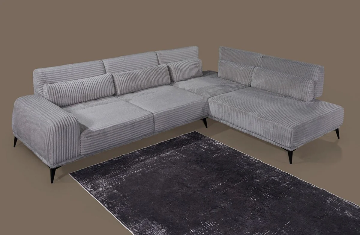Luxury corner sofa with adjustable backrests gray / black 330 x 240 cm