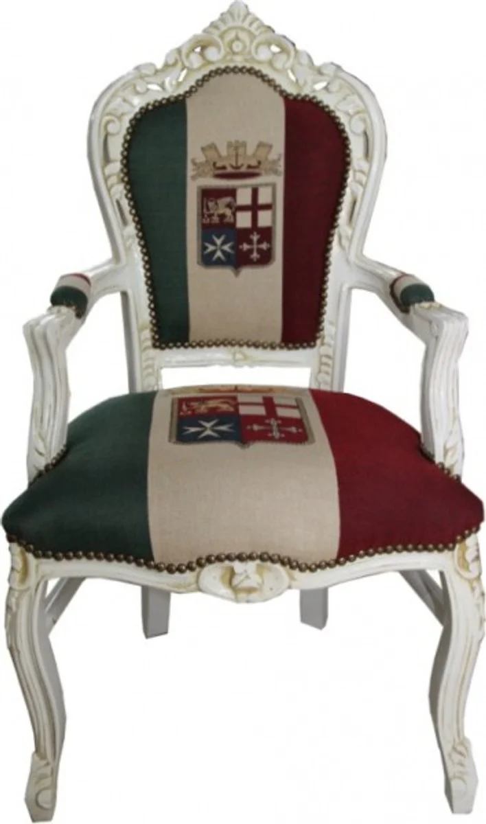 Baroque dining room with armrests Italy / cream antique style