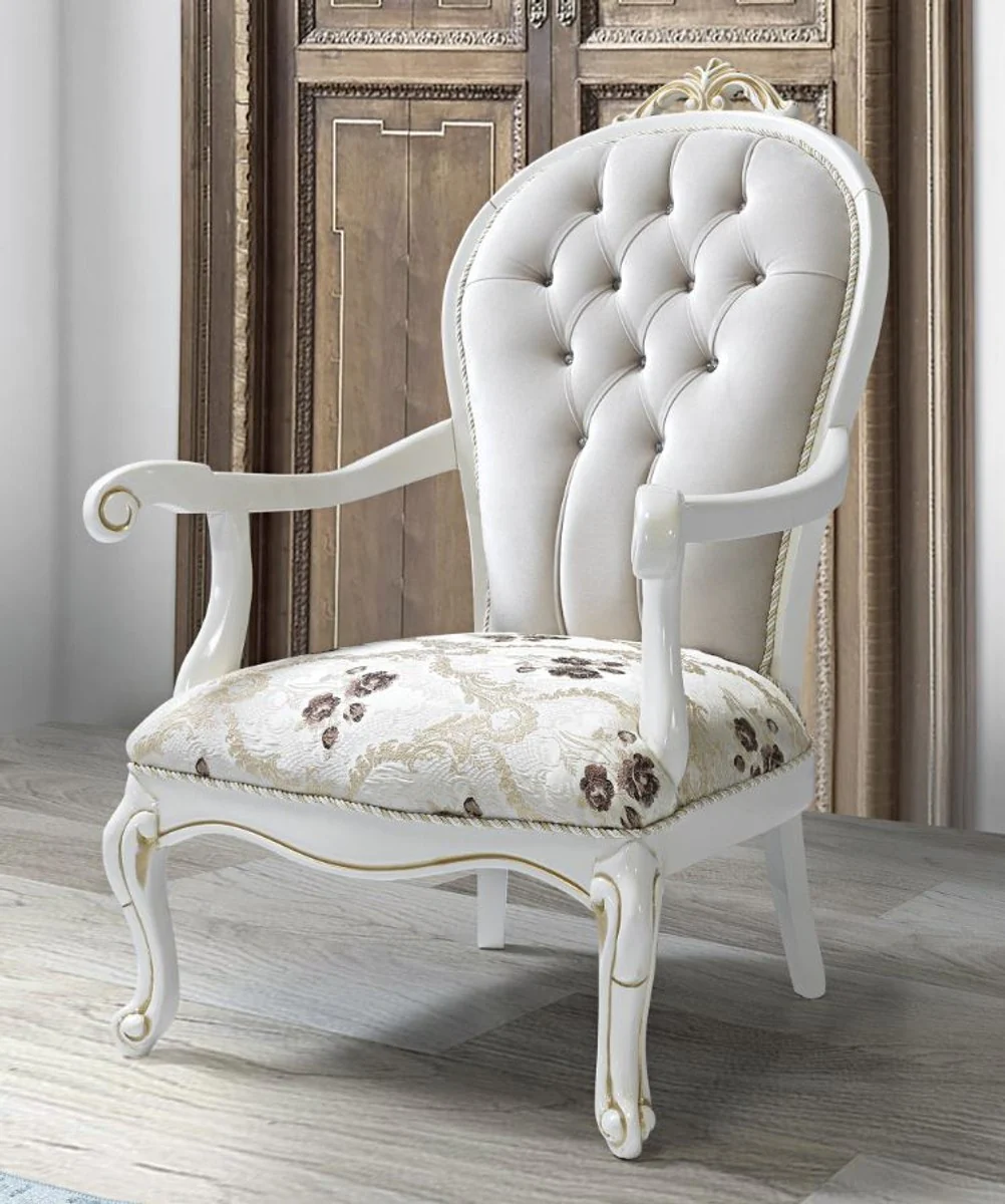 Baroque living room set light green / light gray / white / gold - 2 sofas & 2 armchairs & 1 coffee table - living room furniture in baroque style