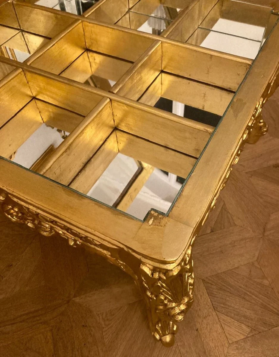 Baroque coffee table with folding table top gold - magnificent solid wood living room table in baroque style - baroque style living room furniture - baroque furniture - antique style living room furniture
