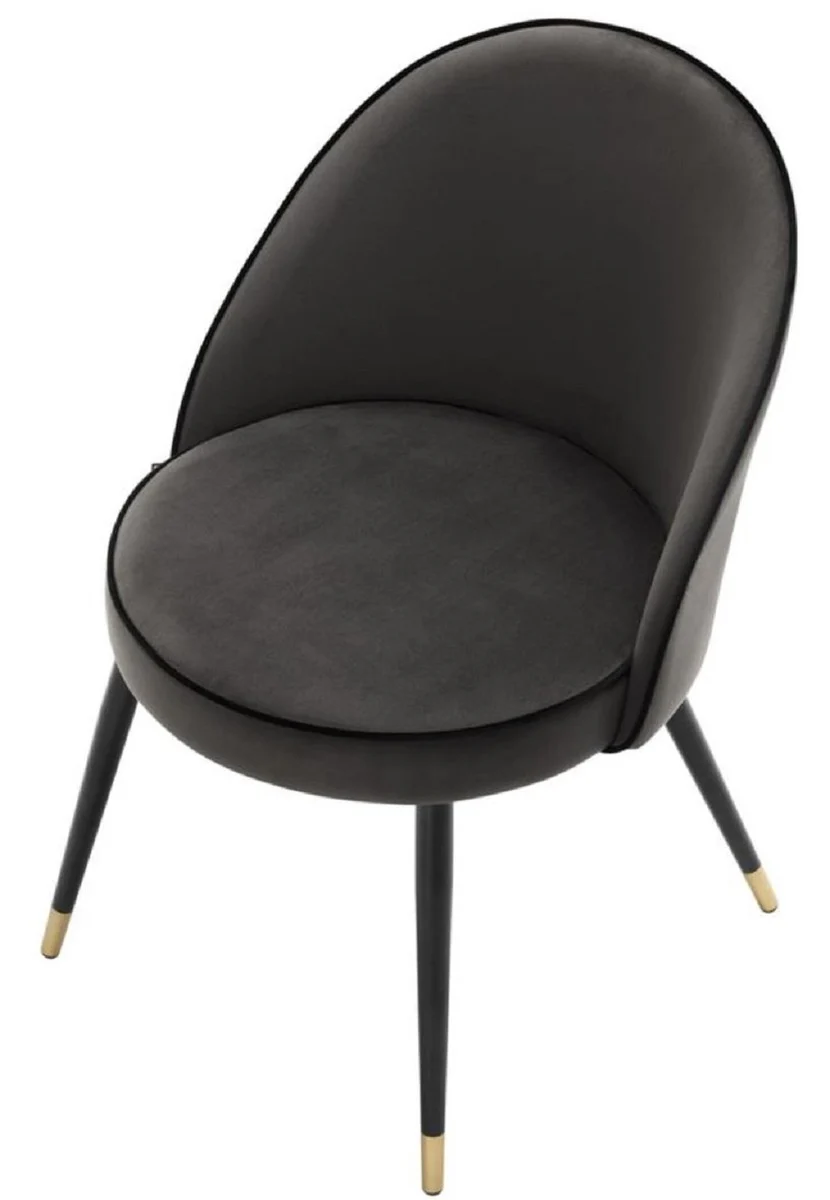 Luxury dining room chair set dark gray / black / brass 55 x 64 x H. 83 cm - Dining room furniture - Luxury collection