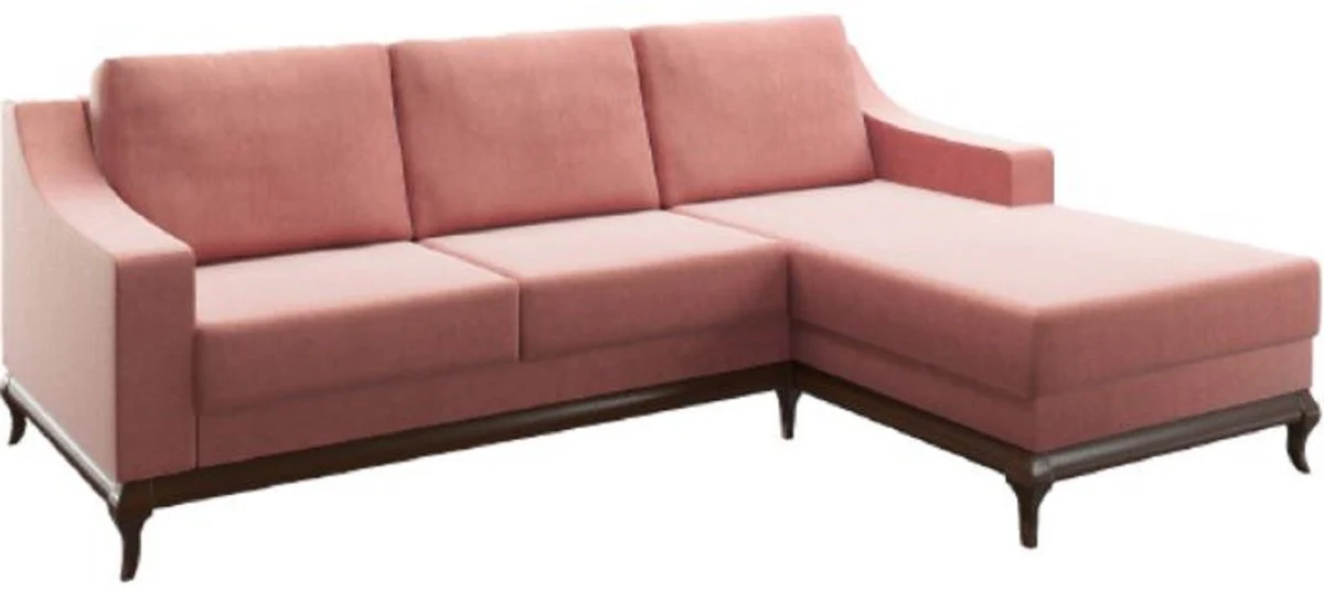 Luxury corner sofa pink / dark brown 225 x 173 x H. 77 cm - Living room sofa with sleeping function - Living room furniture - Luxury furniture - Luxury interior