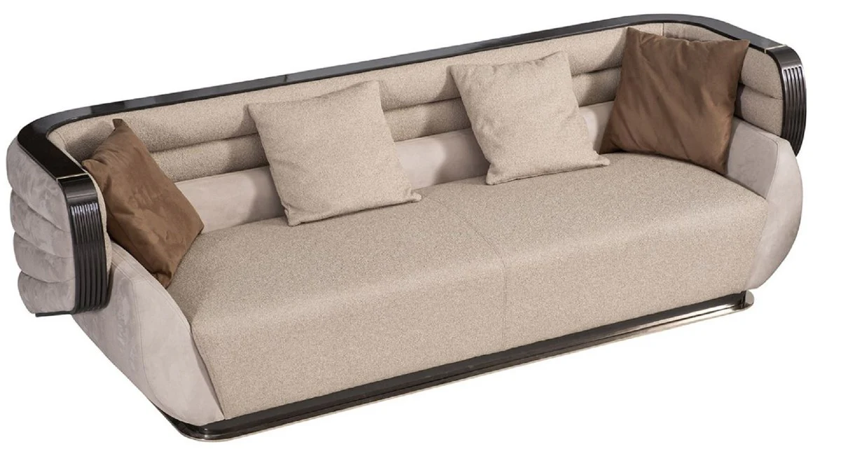 Luxury sofa cream / gray / black / gold 275 x 95 x H. 80 cm - living room sofa - hotel sofa - living room furniture - living room furniture - hotel furniture - luxury furniture - luxury furniture
