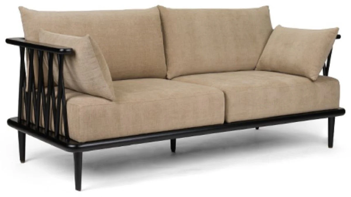 Luxus Sofa Beige / Schwarz 169,5 cm - Luxus Wohnzimmer Möbel