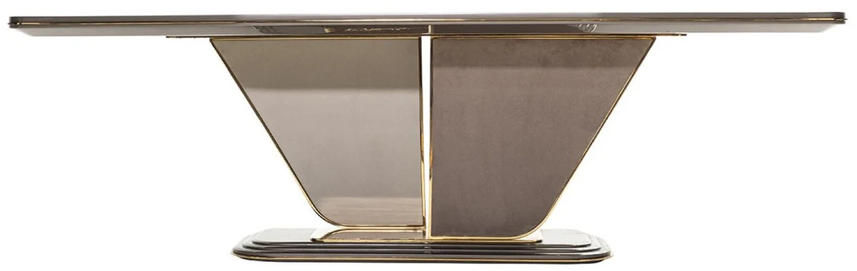 Luxury dining table gray / gold 252 x 112 x H. 79 cm - solid wood dining room table - dining room furniture - luxury furniture - luxury furnishings