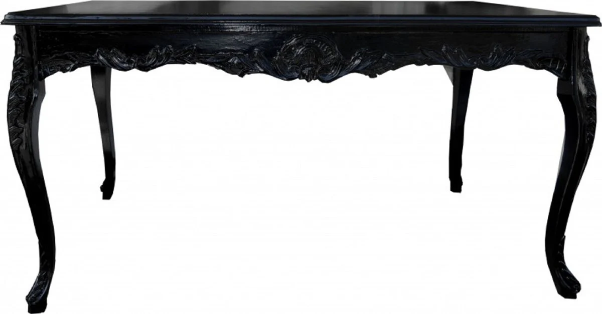 Baroque dining table with glass top black 160 cm - Baroque dining room furniture