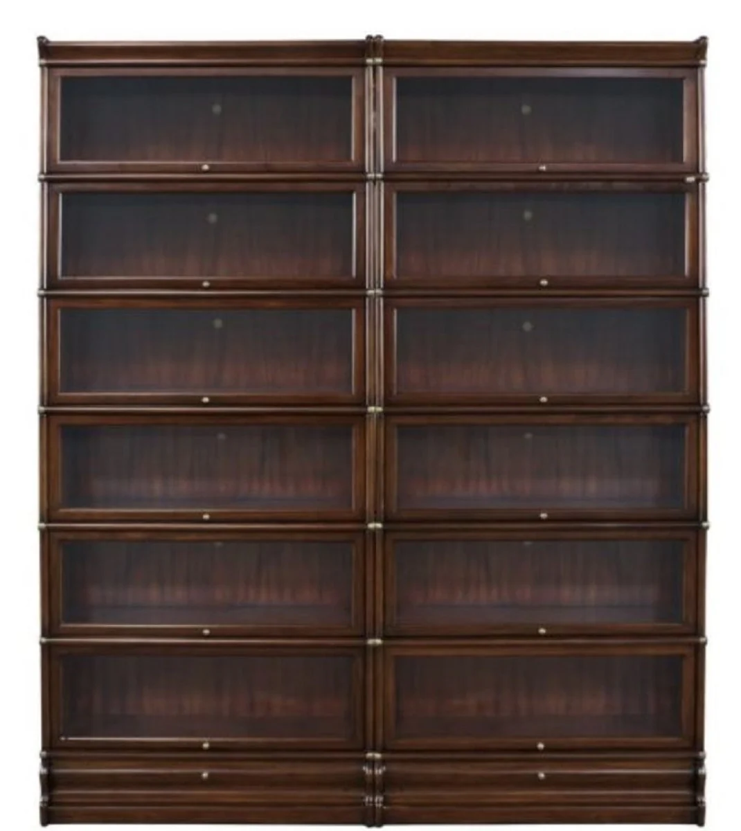 Luxury mahogany bookcase with 12 glass doors and 2 drawers dark brown 172 x 31 x H. 211 cm - luxury office furniture