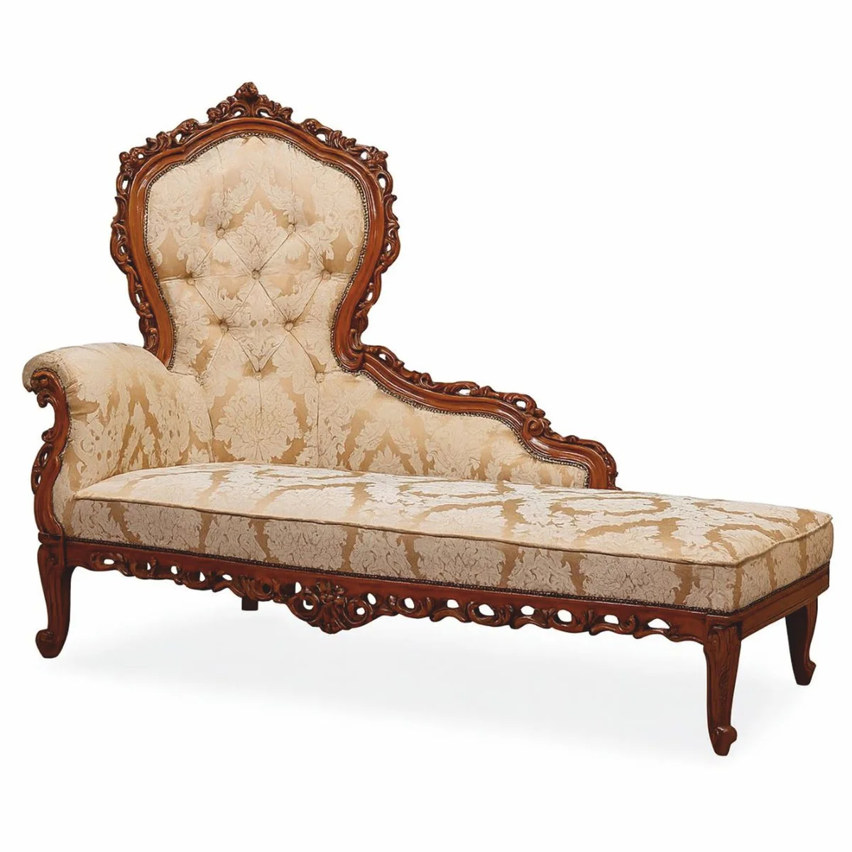 Luxury Baroque Chaise Longue Gold / Dark Brown 160 cm - Baroque Furniture