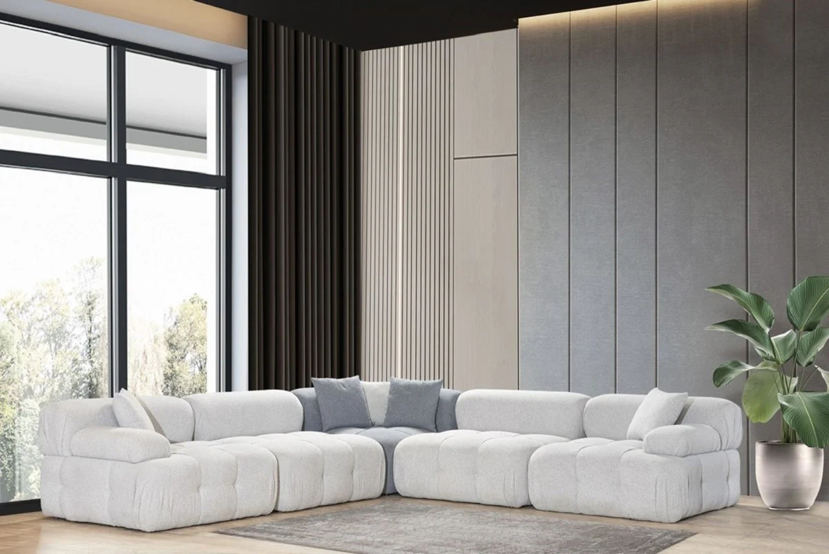 Luxury living room corner sofa light gray / gray 295 x 295 x H. 70 cm - Modular 5-piece sofa - Hotel sofa - Living room furniture - Hotel furniture - Luxury furniture