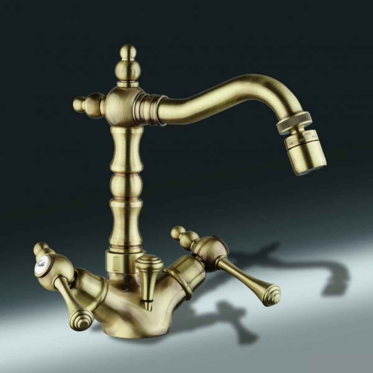 Luxury bathroom accessories - Art Nouveau retro bidet fitting single hole mixer old gold / bronze series Milano - Made in Italy